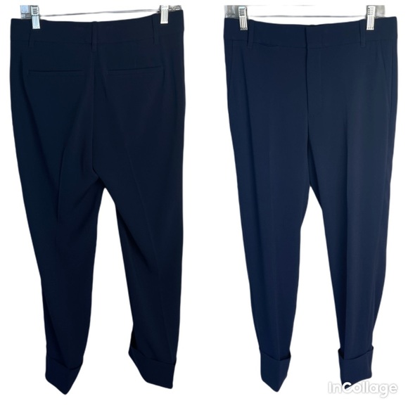 Vince. navy blue rolled hem pants 82% triacetate 18% polyester dress pants sz 4 - Picture 1 of 13